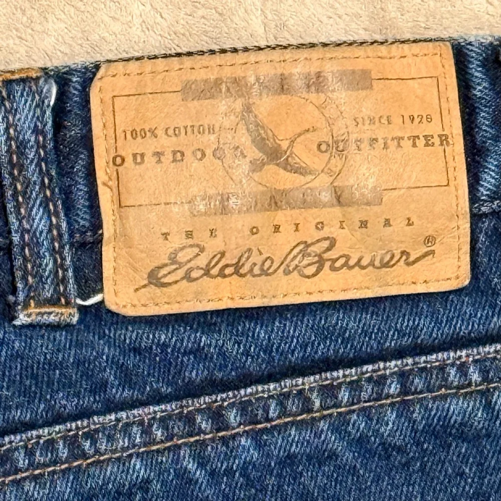 Men's Eddie Bauer Blue Plaid Lined Straight Jeans 38x32